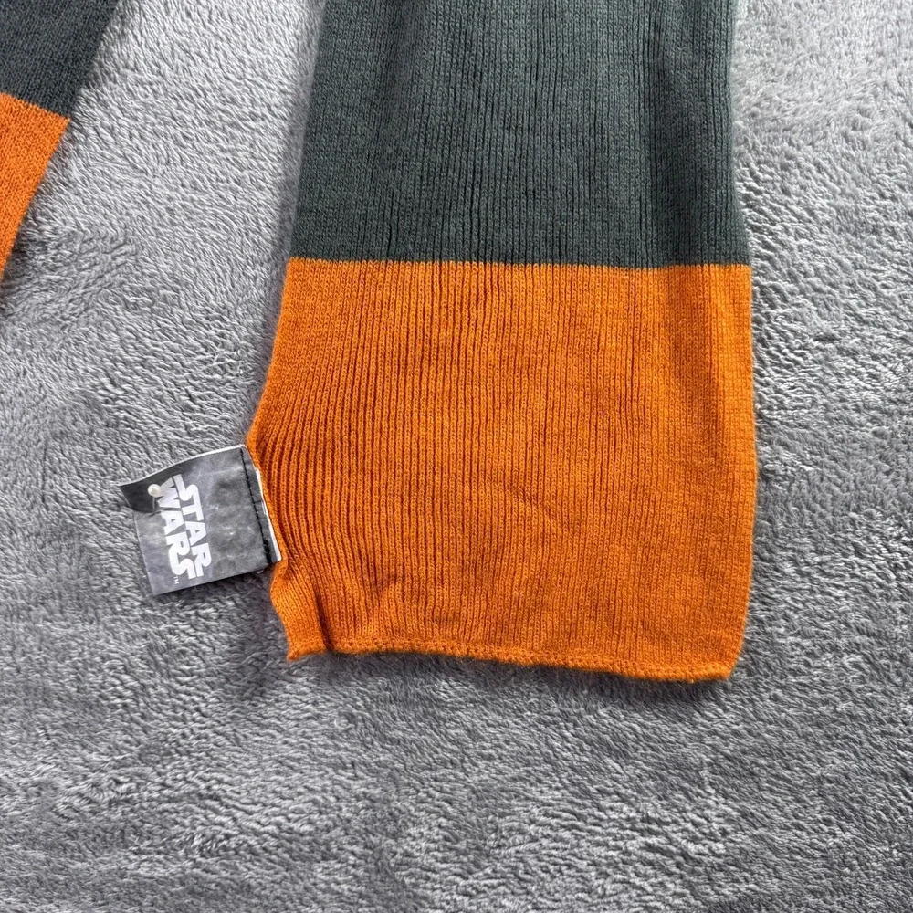 Star Wars Lucasfilm Scarf Kids OSFM Orange Gray Lightweight Winter Knit 58 inch